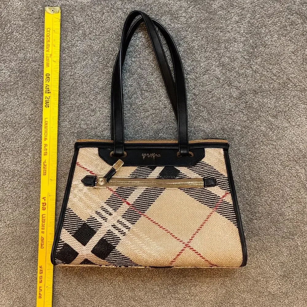 Spartina 449 Natural Linen Genuine Leather Bag Purse